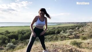 Girl is having a great sex right in the middle of training