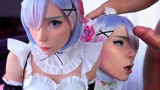 Kawaii Maid Cosplay Gives Deepthroat Blow Job to Her Boss in POV