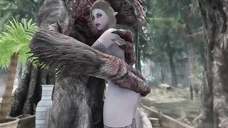 Dark Elf gets her pussy smashed by a huge troll cock