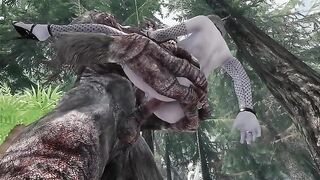 Dark Elf gets her pussy smashed by a huge troll cock