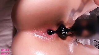 Haley’s ass is a perfect hole for anal beads and plug