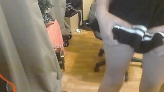 A cute school girl makes a blowjob and fucks at home