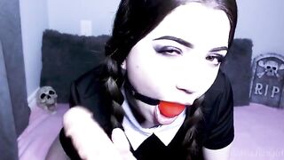 Wednesday Addams gets her pussy filled with a big dildo and cum - lilcanadiangirl