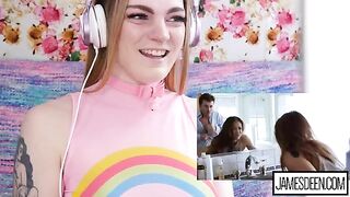Carly Rae Summers reacts to the wildest James Deen vs Sara Luvv scene