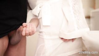 I caught my husband wanking in the bathroom, so I helped him finish
