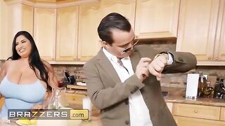 Two horny hussies share a huge double-ended dildo in scissoring action