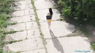 A pervert guy spied on a hot babe taking a piss with his drone and fucked her hard