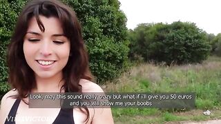 A hot pretty runner gets fucked outdoors by a horny stranger