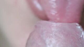 Girl could not swallow all the sperm of her boyfriend and spitted some