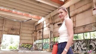 Blonde girl with huge boobs Verena Maxima fucked on the street by Public Agent