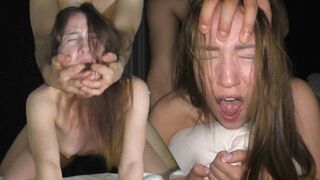 Petite teen gets fucked hard by a big cock in a rough session