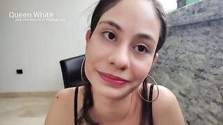 A couple has sex on the couch, but they are being watched by someone who hates to see them together