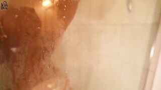A hot young girl has sex with a huge dildo in the shower - Amateur