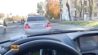 A MILF is having fun with a young taxi driver in a fake scenario