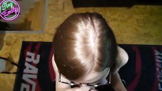 The hungry student Tiny Emily gets her glasses full of cum