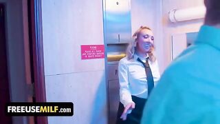 The hot attendant in the bathroom of the club gives special services to clients