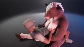 Furry cow breasts the ranger in a wild game