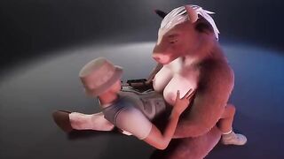 Furry cow breasts the ranger in a wild game