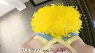 Cheerleader fucks hard and receives a facial explosion in this immersive POV video