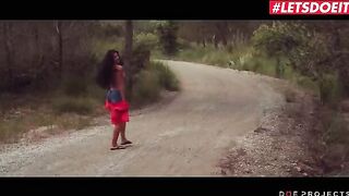 Brunette beauty Alexa Tomas wets the street while masturbating, showcasing her daring side