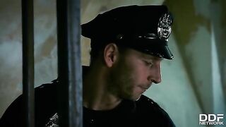 Hot blonde hooker Rosella Visconti gets fucked by police officer and his wife