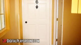 A neighbor masturbates as Scarlet Red and Clover fuck hard in HD
