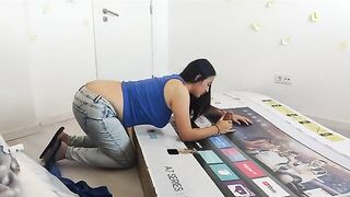 I fucked my stepmom through a hole in a box box