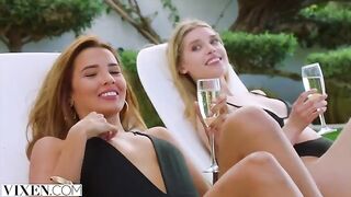 Dream threesome with hot girls Agatha, Freya and Lika on a stunning beach