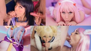 Best cosplay blowjob compilation with deepthroat action featuring AliceBong