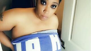 Ebony BBW stepmom gets cornered and fucked in the closet by her stepson