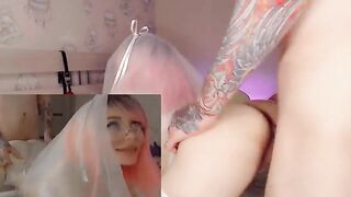 The bride cheats on her husband with his best friend and gets cum on her face