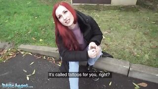 A Northern lass got a free fuck in the basement for showing her pierced tits in public