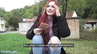 A Northern lass got a free fuck in the basement for showing her pierced tits in public