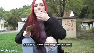 A Northern lass got a free fuck in the basement for showing her pierced tits in public