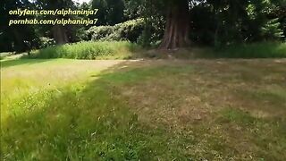A big cumshot on the face after a risky outdoor sex adventure