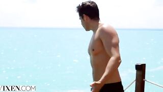 Petite brunette Gianna Dior stuck on a desert island, gets intimate in HD