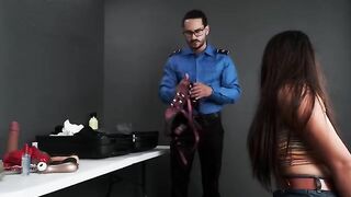 A naughty girl was fucked by a security agent at the airport