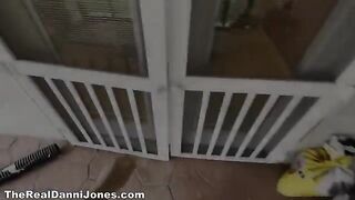 Cheating wife entertains husband's friend in the kitchen