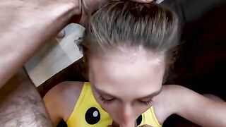 A cute girl has a rough encounter with Pikachu