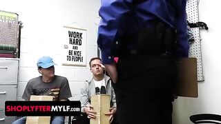 MILF Dee Williams solves the problem of two naughty boys in a store