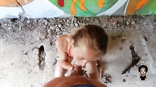A cute and beautiful blonde got fucked by a guy in an abandoned building