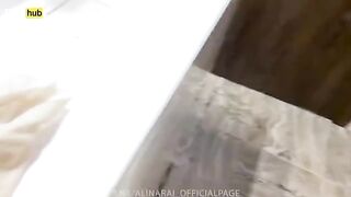 The young guy spying on his pretty stepmom in the shower