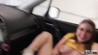Public sex with a gorgeous girl with a big ass and hairy pussy