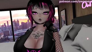A goth girl named Jess is having fun with a guy using VR ERPG