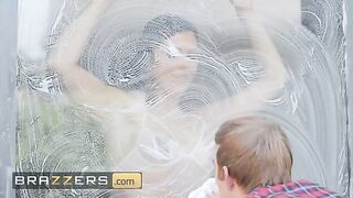 Ruby Sims teases the window cleaner with her lingerie and body before letting him take her