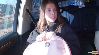 A cute hitchhiker agreed to a blowjob in exchange for money - Public Agent