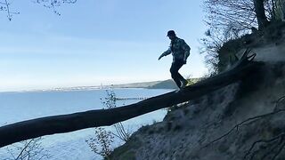 A walk around Gdynia Orłowo with a Chihuahua, exploring abandoned buildings and public encounters