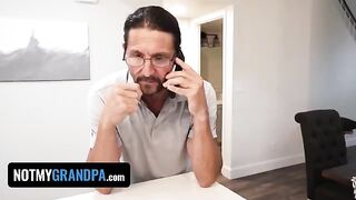 The step-grandpa punished naughty Britt Blair for her bold behavior