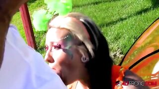 Tattooed cosplay model Lily Fatale got fucked outdoors in a passionate session