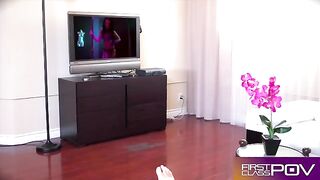 Adriana Chechik gets her slutty mouth filled with cum in a messy, rough session